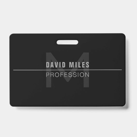 Badge Nom professionnel gris foncé moderne  (Avant)
