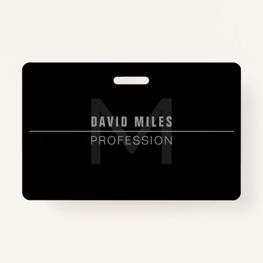 Badge Nom professionnel moderne Dark Grey (Devant)