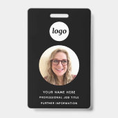 Badge Nom professionnel noir propre ID photo (Avant)