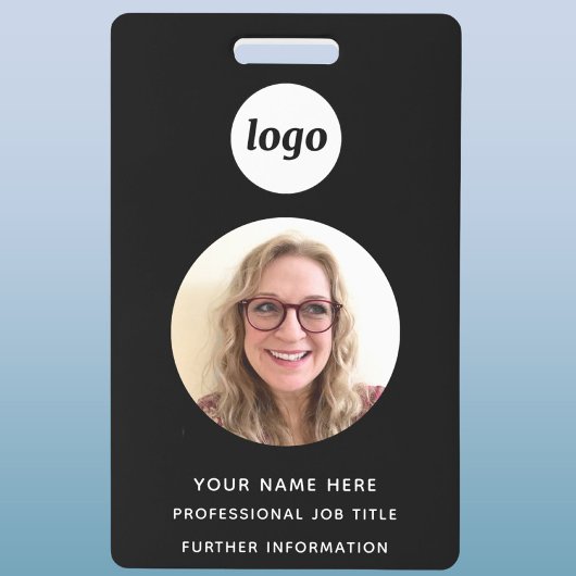 Badge Nom professionnel noir propre ID photo