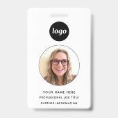 Badge Nom professionnel propre avec photo d'identité (Avant)