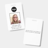 Badge Nom professionnel propre avec photo d'identité (Avant & arrière)