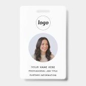 Badge Nom professionnel propre avec photo d'identité (Avant)