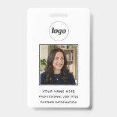 Badge Nom professionnel propre avec photo d'identité (Avant)