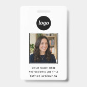 Badge Nom professionnel propre avec photo d'identité (Avant)
