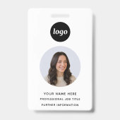 Badge Nom professionnel propre avec photo d'identité (Avant)