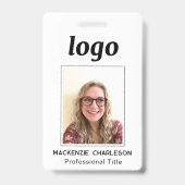 Badge Nom professionnel propre avec photo d'identité (Avant)