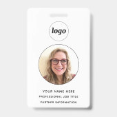 Badge Nom professionnel propre avec photo d'identité (Avant)
