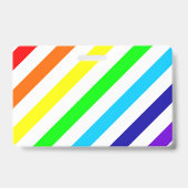 Badge Nom / Pronom à Rayures Arc-en-ciel Blanc (Arrière)