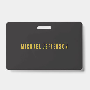 Badge Nom propre minimaliste moderne plain Black & Gold