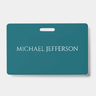 Badge Nom propre personnalisé couleur sarcelle foncé uni