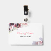 Badge Nom rose floral (Avant avec clip)