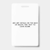 Badge Nom simple d'ID photo (Dos)