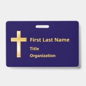 Badge nominatif avec croix en or chrétienne (Avant)