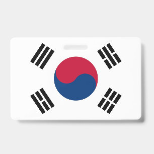 Badge nominatif avec drapeau de la Corée du Sud