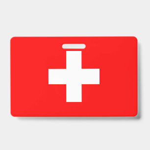 Badge nominatif avec drapeau de la Suisse