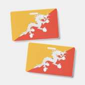 Badge nominatif avec drapeau du Bhoutan (Avant & arrière)