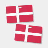 Badge nominatif avec drapeau du Danemark (Avant & arrière)