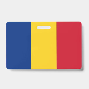 Badge nominatif avec le drapeau de la Roumanie