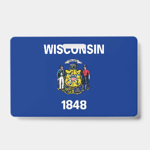 Badge nominatif avec le drapeau de l'État du Wisco
