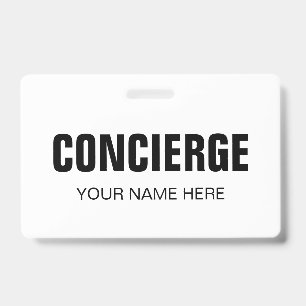 Badge nominatif de concierge avec pince
