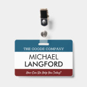 Badge nominatif d'employé | Texte et couleur de ba (Avant avec clip)