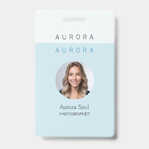 Badge nominatif minimaliste deux tons bleu