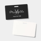 Badge nominatif noir et blanc fait sur commande de (Avant & arrière)