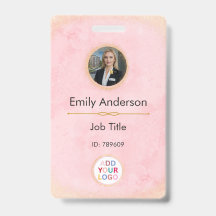 Badge nominatif personnalisé avec photo de l'emplo