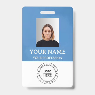 Badge nominatif personnalisé Custom Blue avec phot
