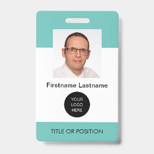 Badge nominatif photo couleur sarcelle claire