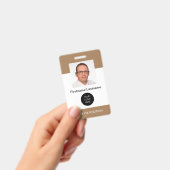 Badge nominatif photo d'identité marron clair (Manuel / portable)