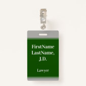 Badge nominatif professionnel, vert, fait sur (Dos avec clip)