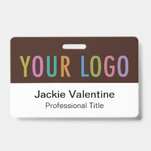 Badge nominatif PVC marron avec logo horizontal po