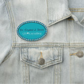 Badge nominatif sarcelle et sarcelle Bling (En situation)