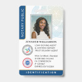 Badge Notaire Professionnel Photo Code QR ID Bleu (Avant)