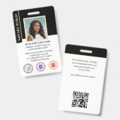 Badge Notaire public mobile Code QR photo ID Noir (Avant & arrière)