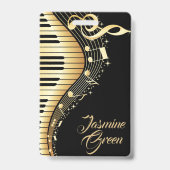 Badge Notes de musique noires et or monogrammées (Arrière)