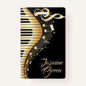 Badge Notes musicales Monogrammes Noir Et Or (Devant)