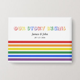 Badge Notre histoire commence Drapeau LGBTQ arc-en-ciel 