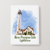 Badge Nouvelle aquarelle du phare de Presque Isle - Mich (Recto)