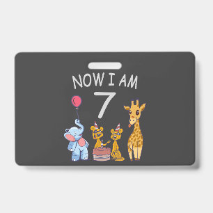 Badge Now I am 7 years old 7th Birthday at the Zoo