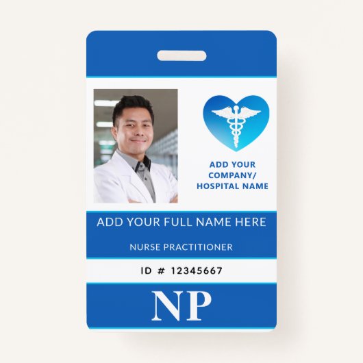Badge NP vertical, infirmière praticienne, ID photo (Devant)
