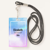 Badge Nuages pastel magiques et arc-en-ciel (Derrière avec lanière)