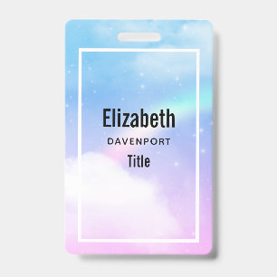 Badge Nuages pastel magiques et un arc-en-ciel