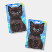 Badge Nuit étoilée de Van Gogh Chat noir (Avant & arrière)