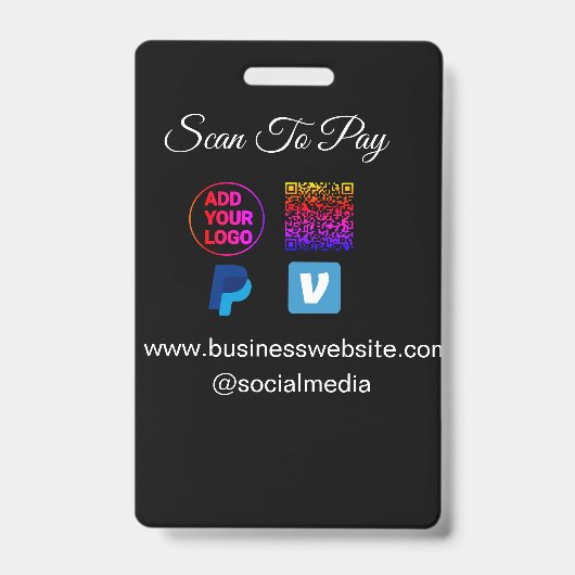 Badge numériser pour payer ajouter un logo code qr paypa (Avant)
