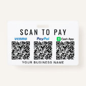 Badge Numériser pour Paypal Venmo CashApp QR Codes (Dos)