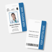 Badge Numéro bleu de la certification photo de l'employé (Avant & arrière)