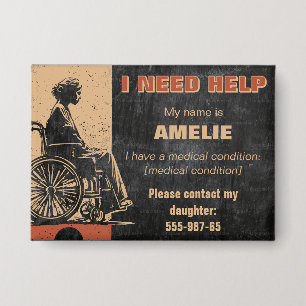 Badge Numéro de balise Médicale d'urgence pour adultes -